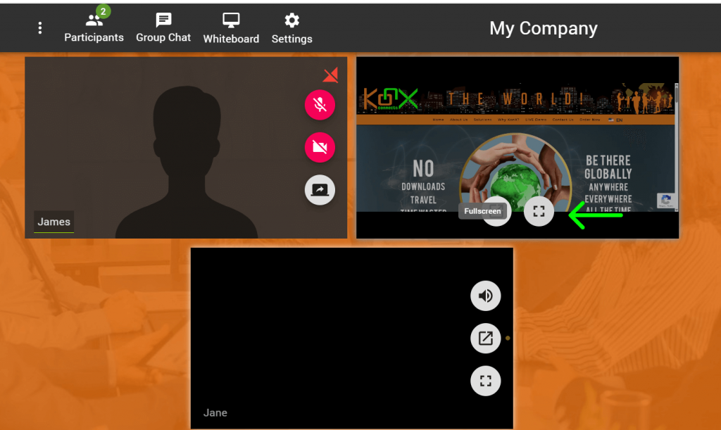 Setting KonX Screen Sharing to Full Screen