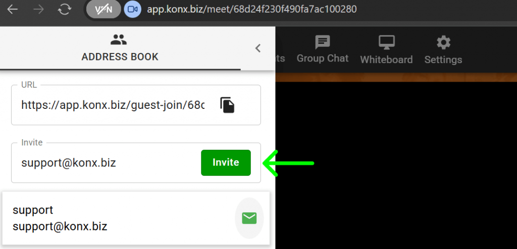 Copying URL/Session Link on KonX